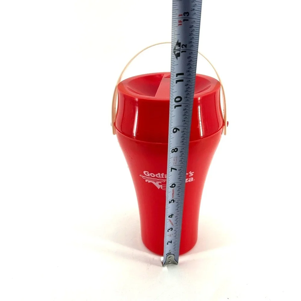 Vintage Coca-Cola Godfather's Pizza Red Plastic Drink Cooler Bucket 32 oz